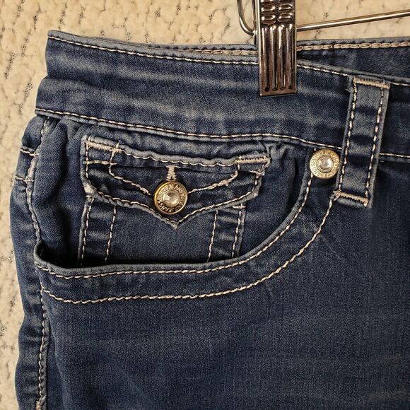 Seven 7 Skinny Jeans Womens 14 Dark Wash Embellished Pockets 38x28 - Picture 3 of 11